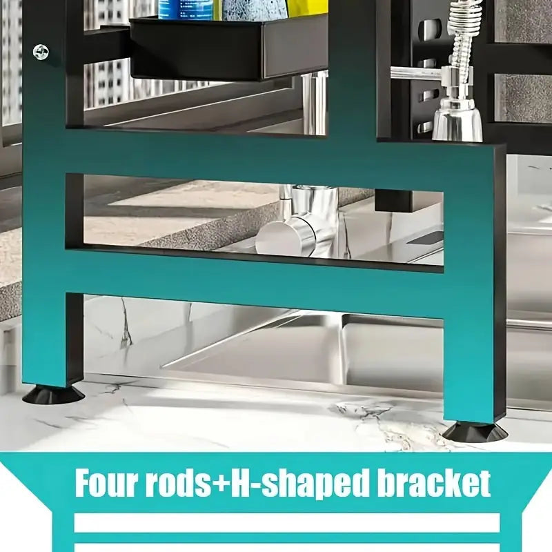 Égouttoir Noir Au-Dessus Évier - Organisateur Cuisine Premium Multi-Rangements