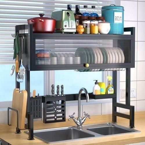 Égouttoir Noir Au-Dessus Évier - Organisateur Cuisine Premium Multi-Rangements
