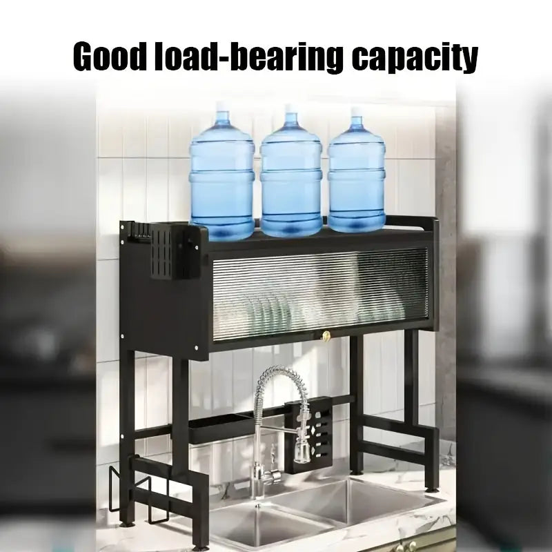 Égouttoir Noir Au-Dessus Évier - Organisateur Cuisine Premium Multi-Rangements
