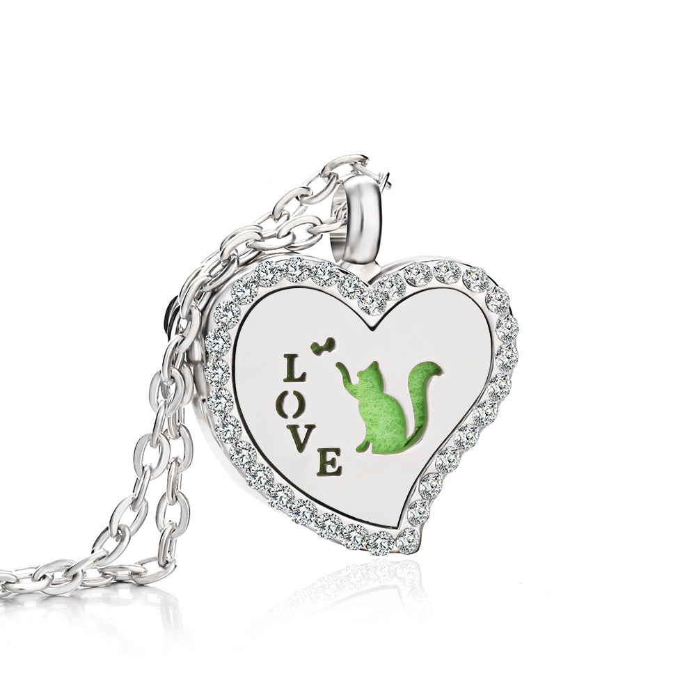 Jewelry Heart Fragrance Essential Oil Diffuser Necklace